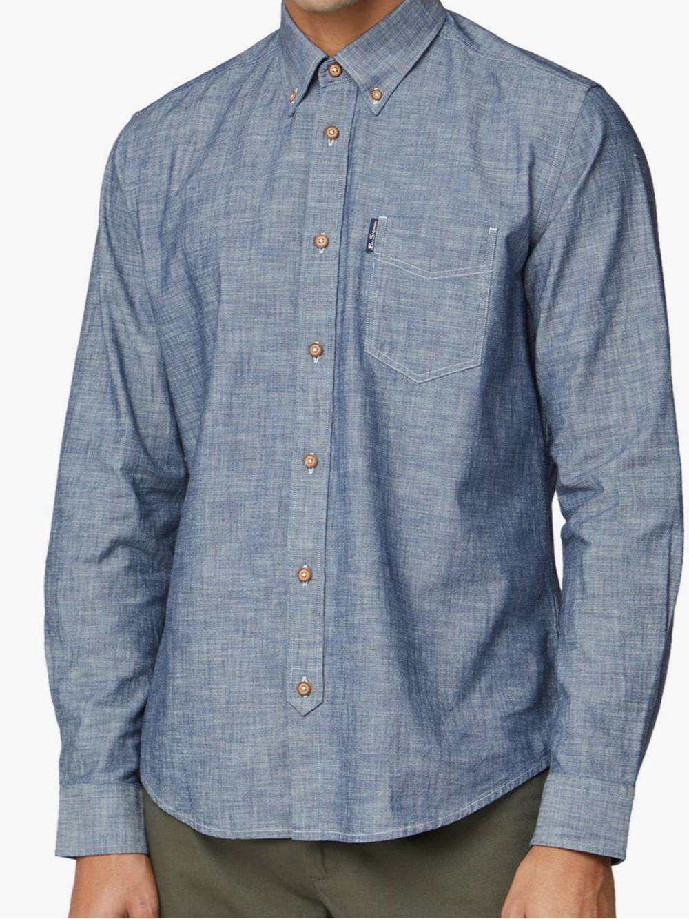 Ben Sherman Cotton Chambray Button Down Shirt XXL blue NWT
